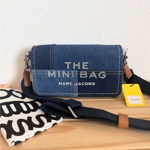 NWT👾Marc Jacobs Messenger Mini Denim Crossbody Bag Patchwork Design Dust Bag